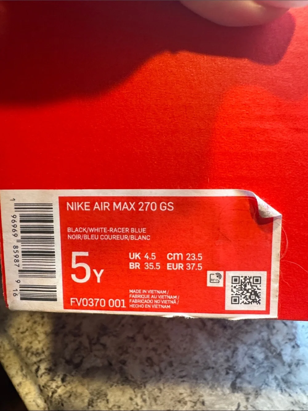 Nike Black/Blue Air Max 270 React-Style Youth Sneakers